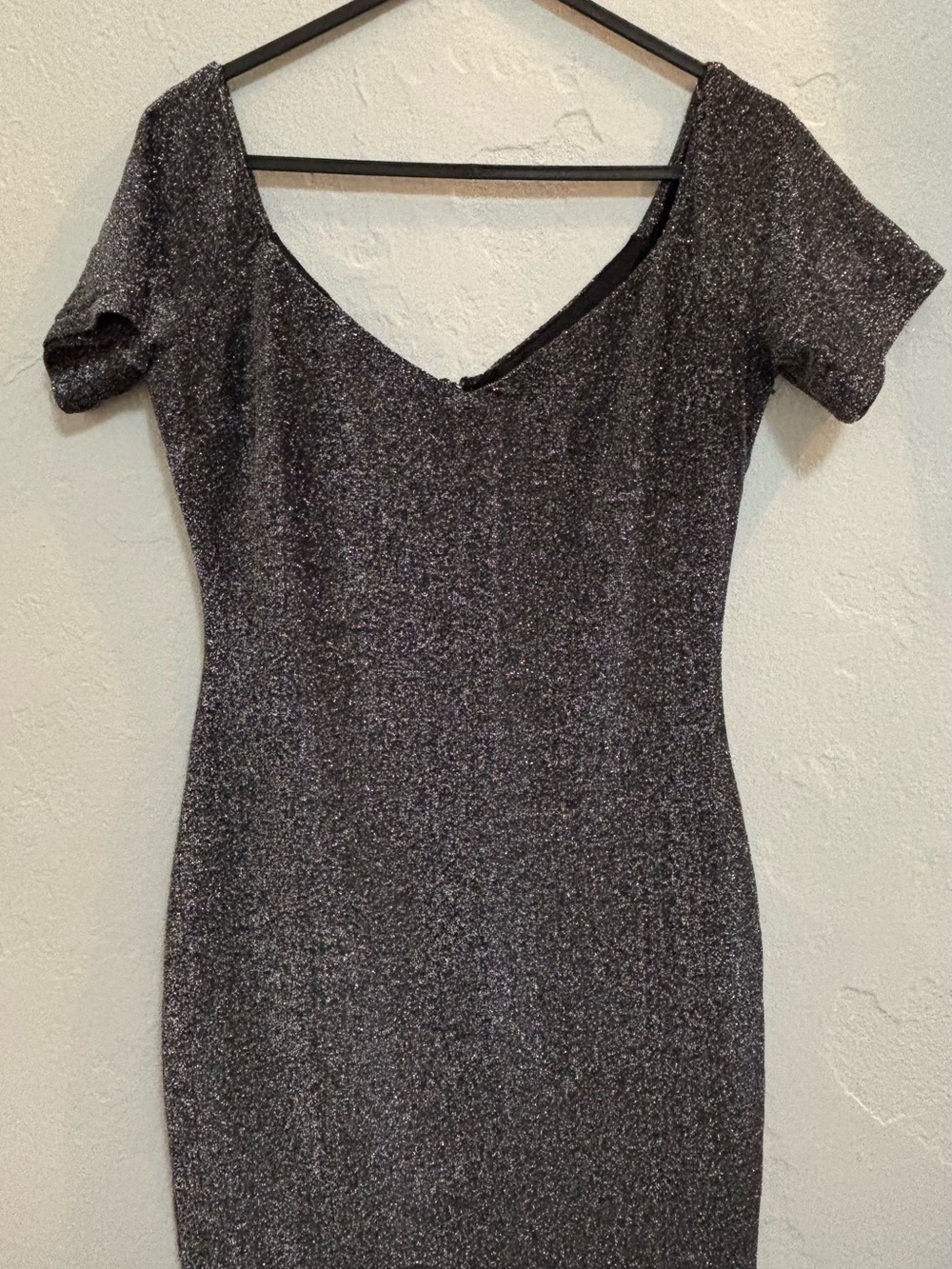 Urban Outfitters Black Sparkle V-Neck Midi Dress